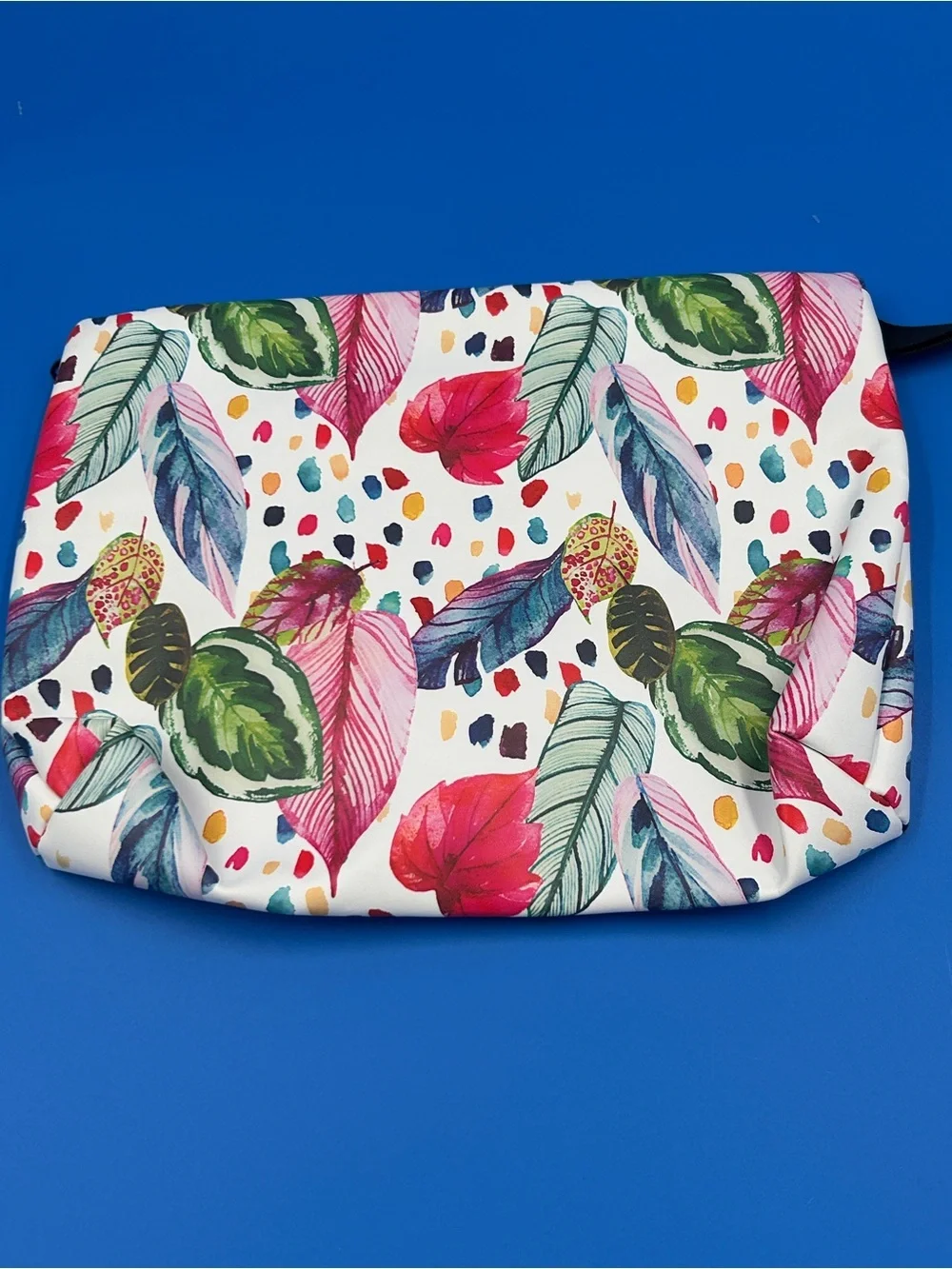 Floral FIREDOG Tropical Print Zip LOCKING Pouch - White